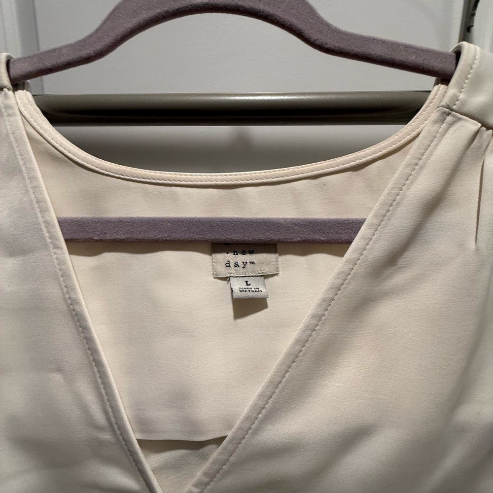 New Day Cream V-Neck Blouse